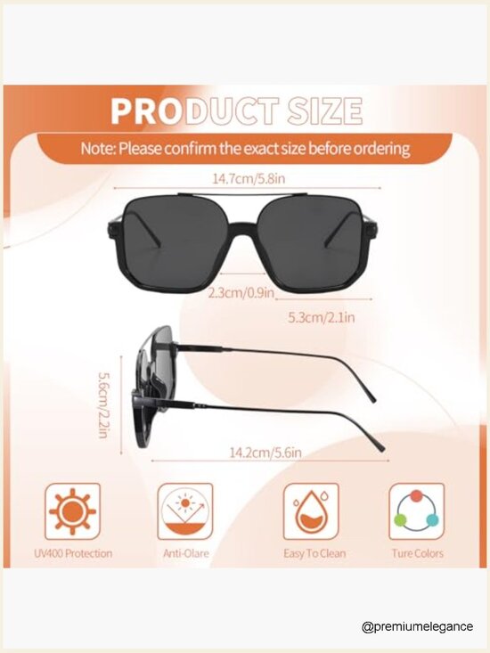 4 Retro Oversized Square Double Bridge Sunglasses UV400 Protection Unisex main image 6